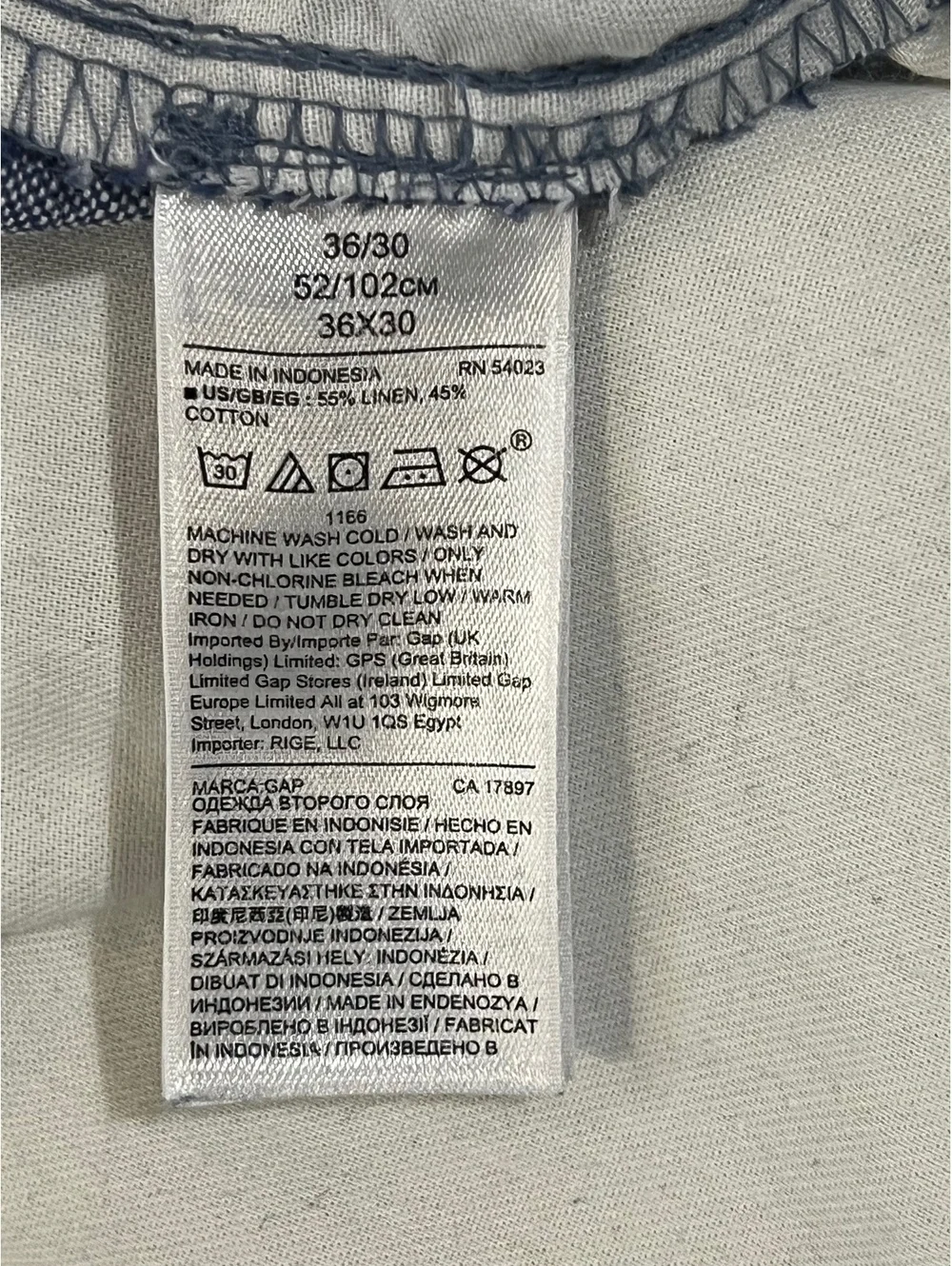 GAP Men’s Slim Fit Linen Cotton Blend Pants Size 36x30